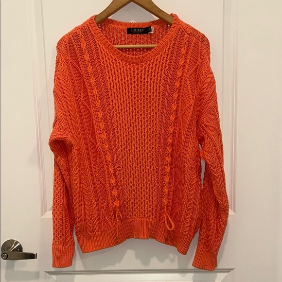 Lauren Lacing Cable-Knit Cotton Sweater - Picture 5 of 10